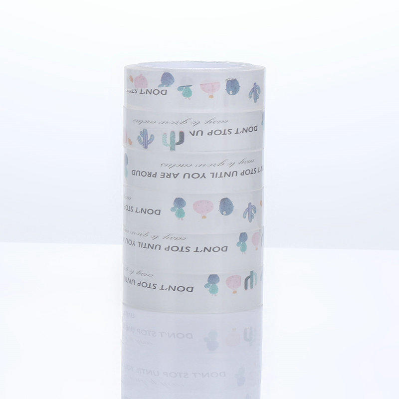 شريط قرطاسية 12 مم، شريط غير مرئي مقاوم للماء فائق الشفافية، يمكن تخصيصه للطباعة، يستخدم في مكتب المدرسة